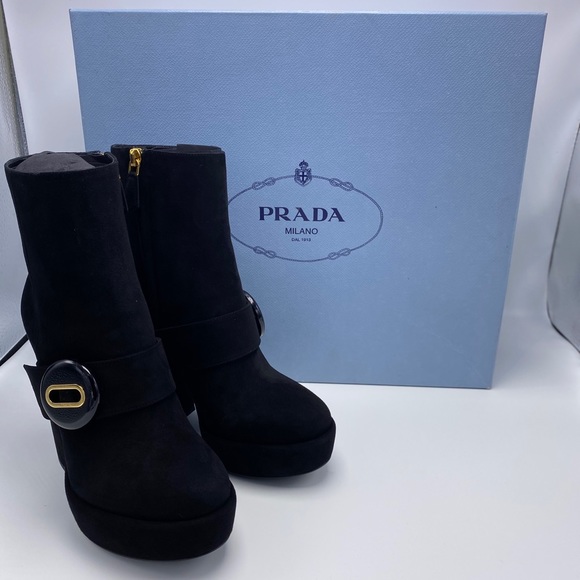 PRADA booties (suede black) BRAND NEW!! - Picture 1 of 4